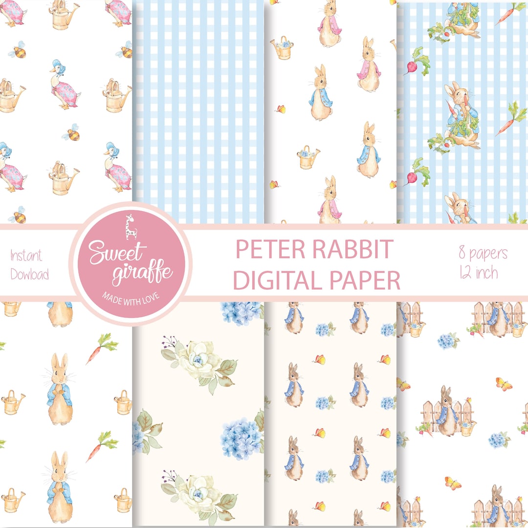 Printable Peter Rabbit Patterns Peter Rabbit Pattern, Easter Printable Paper, 12x12 Inch, Background ...