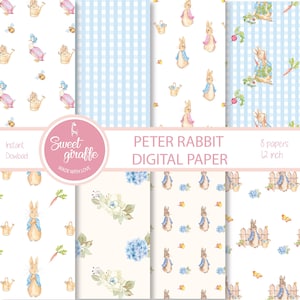 Modello Peter Rabbit, carta stampabile pasquale, 12 x 12 pollici, sfondo, pagine di diario, scrapbooking, artigianato fai da te, album di ritagli, biglietti