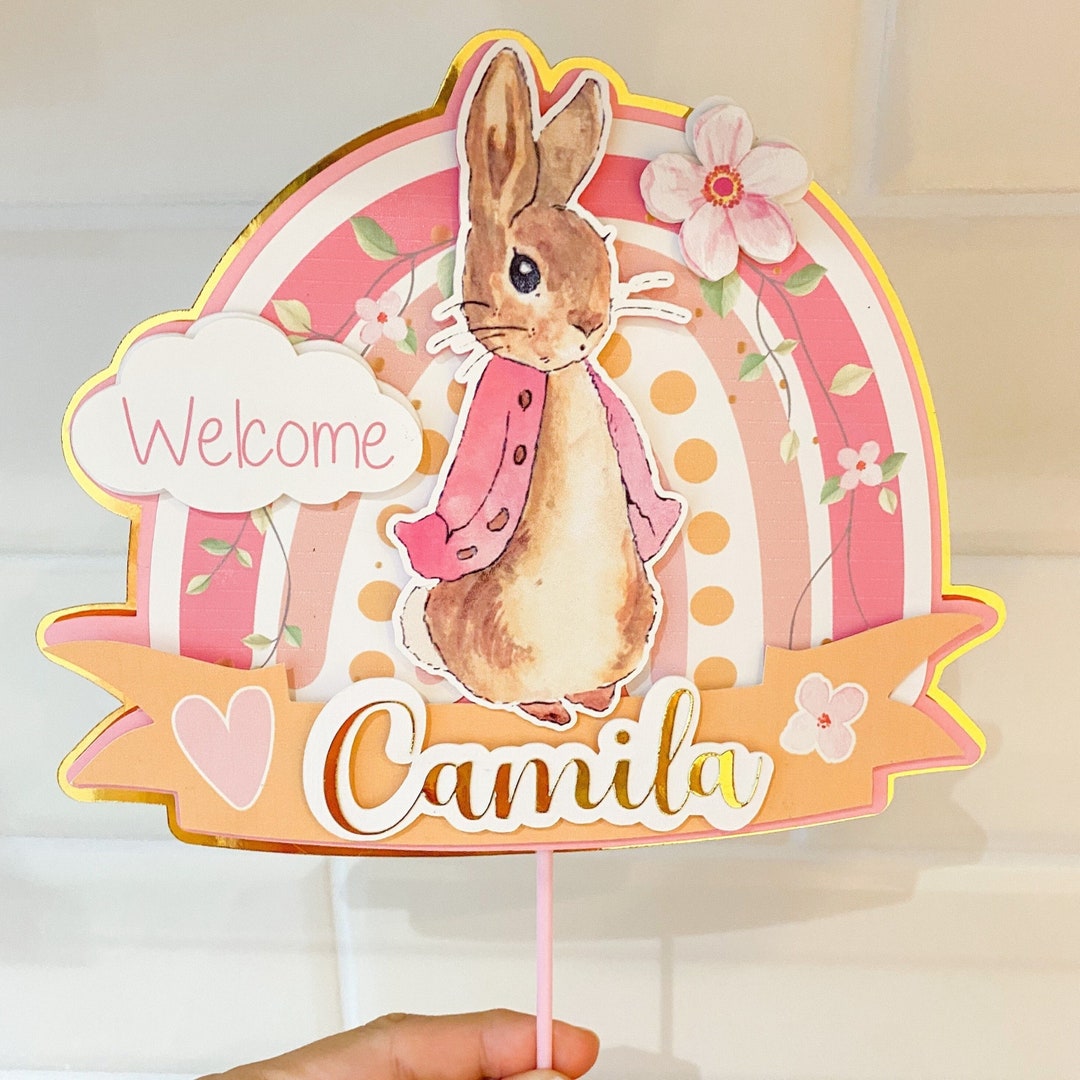 Peter Rabbit Personalised Cake Topper Girl Flopsy Bunny Layered Topper ...