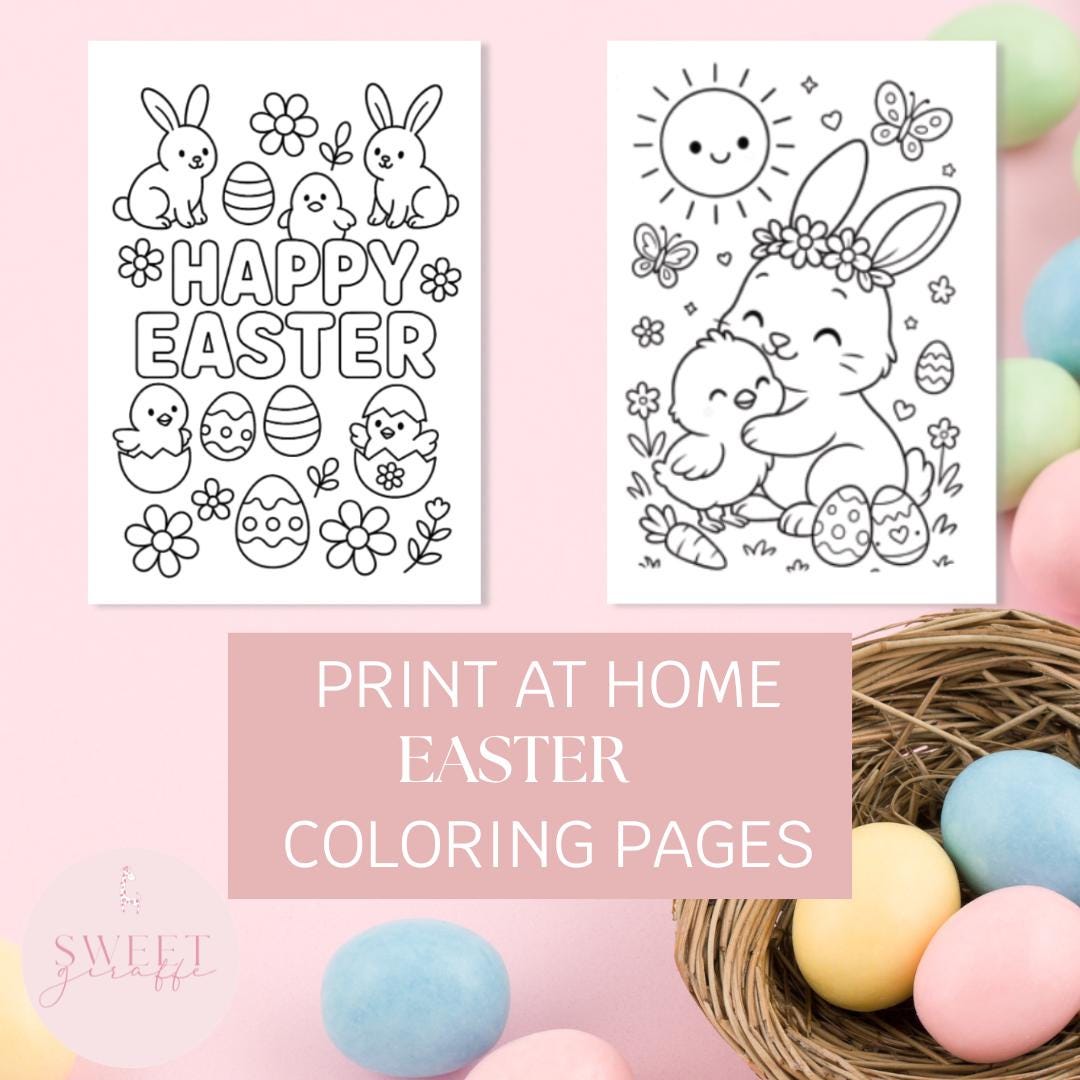 Easter Printable Bundle | 20 Coloring Pages | Easter Bunny | Spring ...