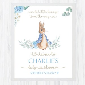 Peter Rabbit Baby Shower Welcome Sign-  Editable Baby Shower Sign -Peter Rabbit Decorations boy