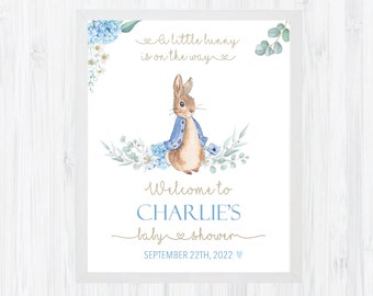 Peter Rabbit Baby Shower Welcome Sign-  Editable Baby Shower Sign -Peter Rabbit Decorations boy