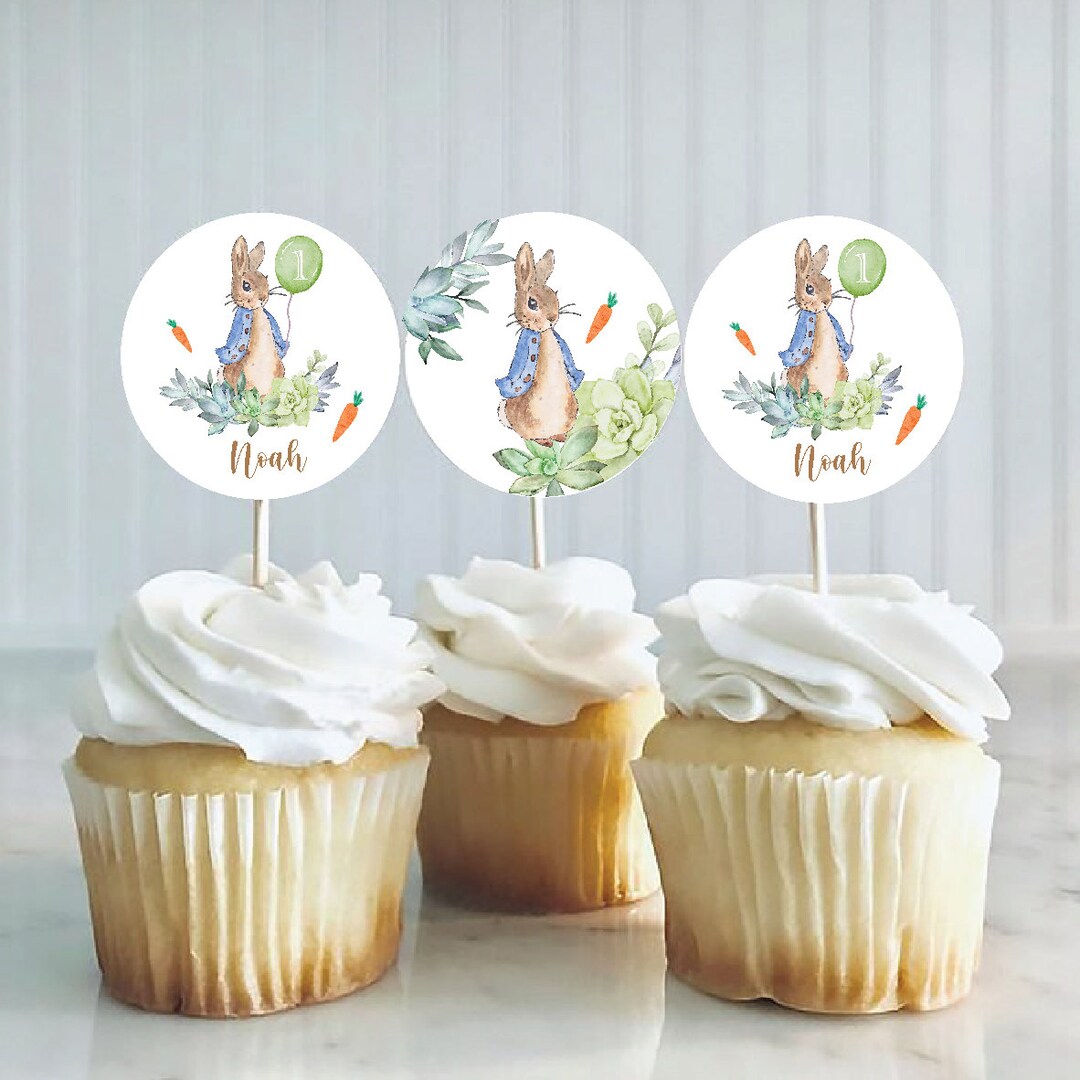 Digital Personalised Peter Rabbit Birthday Cupcakes Topper - Etsy
