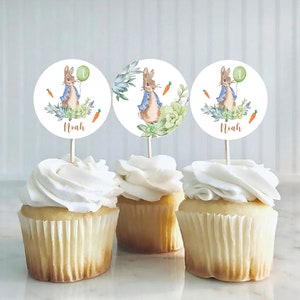 Digital Personalised Peter Rabbit Birthday cupcakes topper