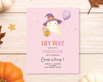Editable Pink halloween Invitation, Ghost Halloween, spooktacular Time Invitation, Halloween Party Invite