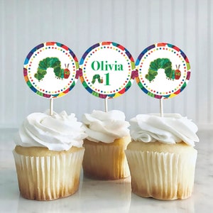 The very hungry caterpillar personalised cupcake topper