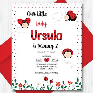 Ladybug Birthday Invitation - Birthday Invitation Printable Invite Digital File