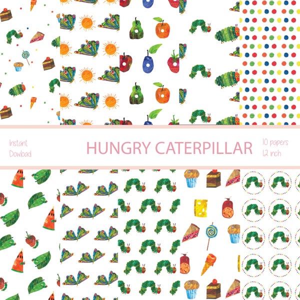 The very hungry Caterpillar pattern - Hungry caterpillar digital paper