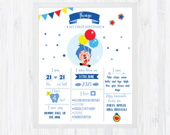 Plim Plim First Birthday Milestone Board: Personalized Party Decoration