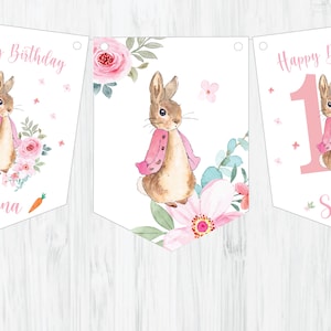 Digital Flopsy Rabbit Personalised Bunting - 2 flags design | flopsy bunny garland birthday party