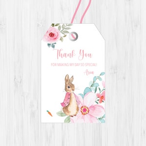 Peter rabbit personalised thank you tag- flopsy bunny thank you - peter rabbit favor