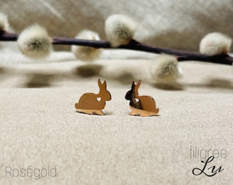Rabbit stud earrings rose gold, gold, silver, bunny earrings, small, dainty, Easter gift, Easter gift, girlfriend, children, Easter bunny
