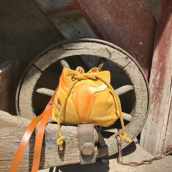 Sac bourse, bandoulière, cuir, jaune, fourre tout