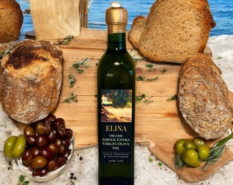 Aceite de oliva virgen extra griego – ELINA / 500 ml de aceite de oliva virgen extra prensado en frío / Aceite de cocina orgánico y gourmet sin filtrar