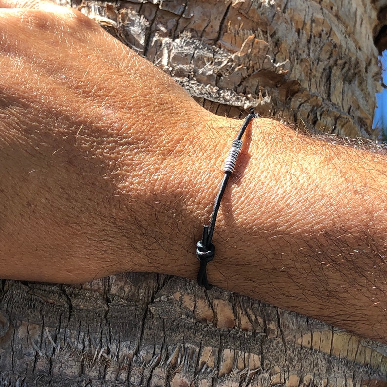 Leather Jewelry Thin Man Bracelet Bracelet for woman Leather Bracelet Silver bracelet Thin Bracelets Matching Bracelets