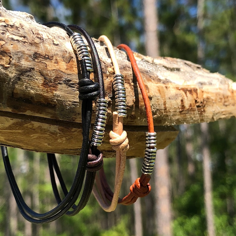 Leather Jewelry Thin Man Bracelet Bracelet for woman Leather Bracelet Silver bracelet Thin Bracelets Matching Bracelets