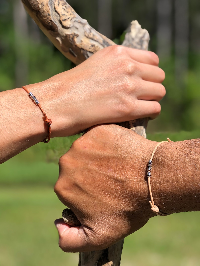 Leather Jewelry Thin Man Bracelet Bracelet for woman Leather Bracelet Silver bracelet Thin Bracelets Matching Bracelets