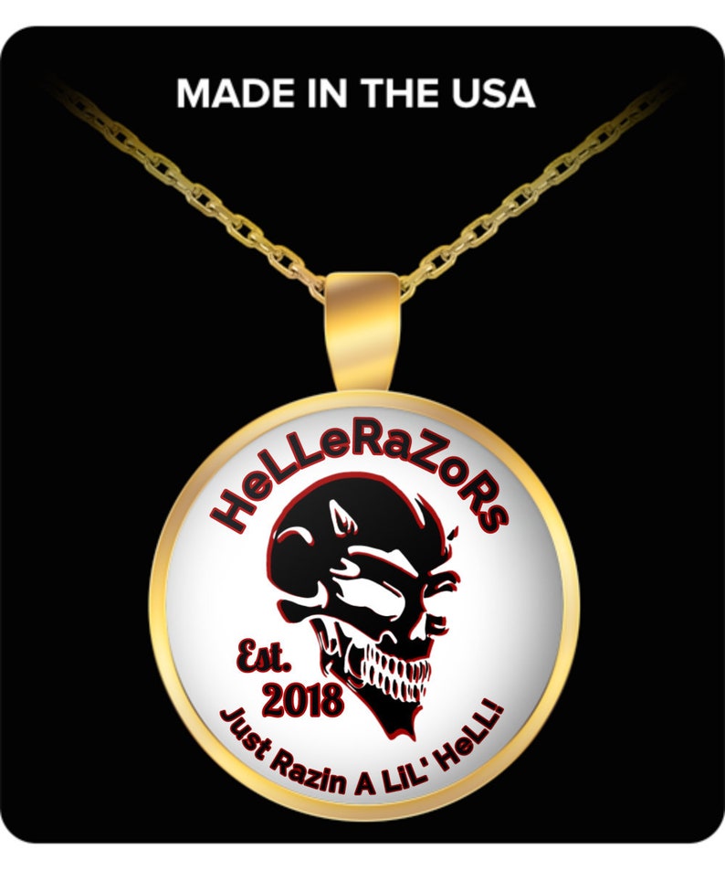 Hellerazors devil logo gold plated necklace