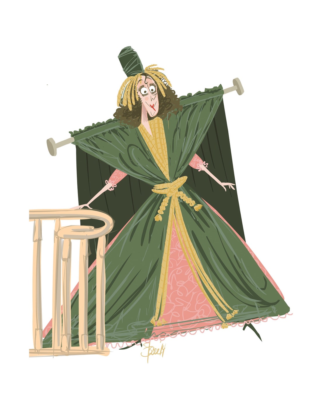 carol burnett green curtain dress Illustration of in famous Gone With the Wind sketch 3.11.25