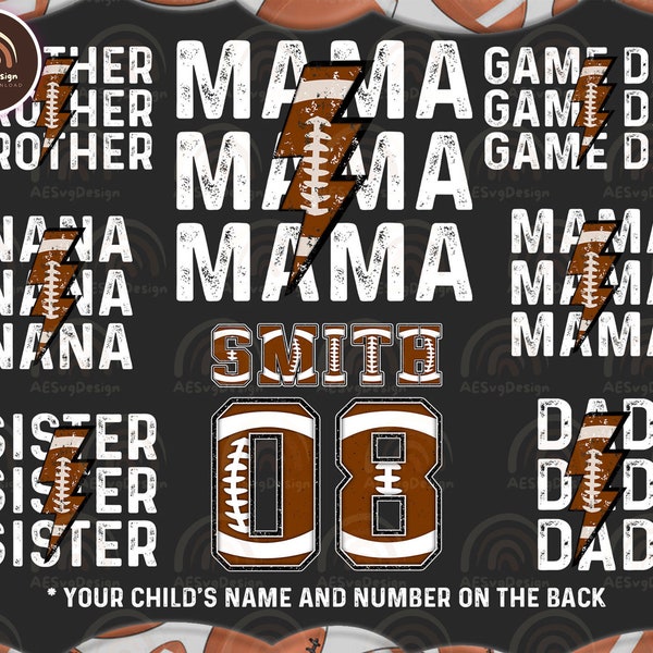 CUSTOM Football Matching Family Shirt Png Bundle, Sports Mom Shirt Png, Football Mama/Nana/Gameday Png, Mother Day Png, Instant Download