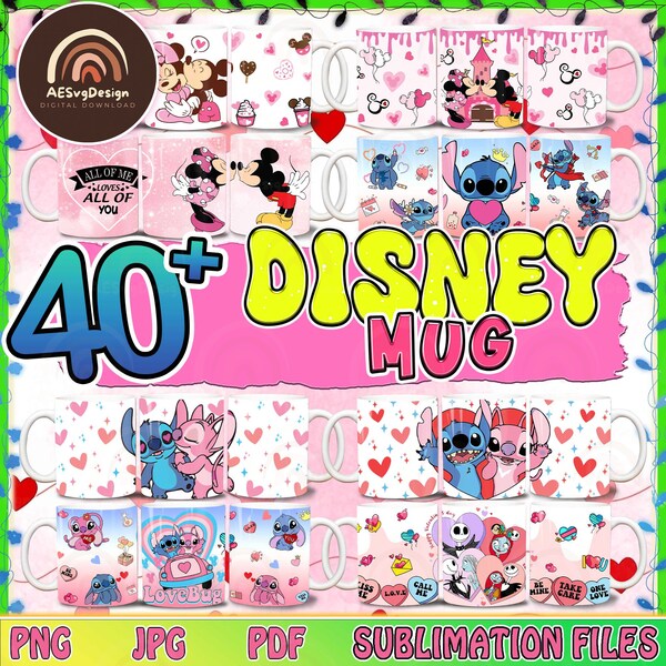 40+ Cartoon Movie Valentine 11oz Mug Wrap Bundle, Valentine Lover Mug Wrap Design, Valentine’s Day 11oz Mug Wrap