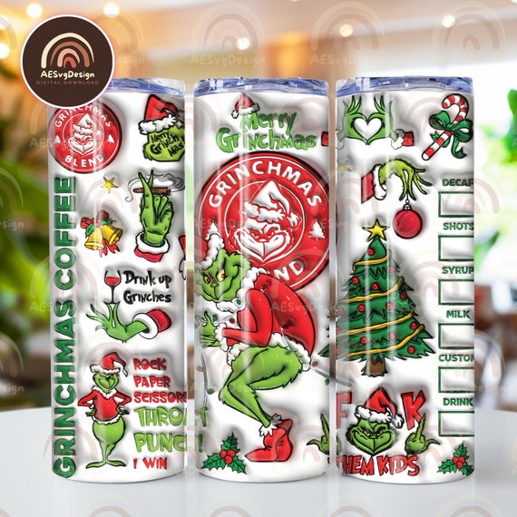 3D Inflated Christmas Tumbler Wrap, Retro Merry Christmas Png, 3D Christmas Png, Christmas Ornament, Christmas Sublimation, Christmas Vibes