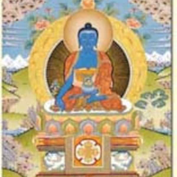 Medicine Buddha - the Buddha of Healing 5" x 7" Laminated Altar Card (MD1)