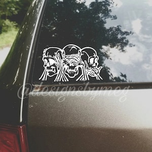 Hear No Evil, See No Evil, Speak No Evil Skeleton Decal