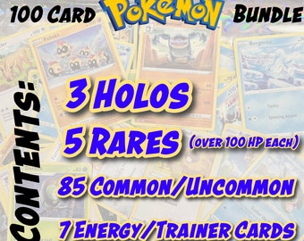 Pokemon Card Bundle Bulk 100% GENUINE Assorted Pokemon Cards / Perfect for Kids and Collectors / 100 Cards / PK002