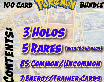 100 pokemon cards bundle x Gift Joblot - RARES GUARANTEED! Pokmon 100 Pokemon Card Lot