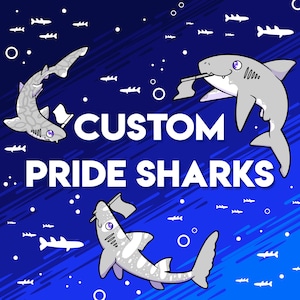 Custom Pride Shark Sticker! - Commission Pride lgbt sticker commissions gay lesbian trans stickers for water bottles, notebooks, and decor