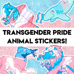 Pegatinas de animales del orgullo transgénero - Calcomanías holográficas resistentes al agua