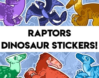 Rapaci! - 19 adesivi di paleontologia del Cretaceo dei dinosauri Dromaeosauri - Velociraptor Utahraptor Microraptor Deinonychus Achillobator e altro ancora!