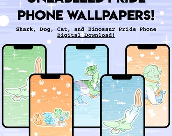 Unlabeled Pride PHONE WALLPAPER - Digital Download of Shark Cat Dog Dinosaur LGBT Pride Vertical Wallpapers