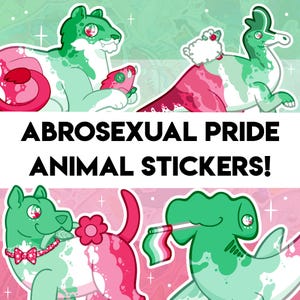 Abrosexual Pride Stickers! - Shark, Dog, Cat, Dinosaur Designs - Holographic Sticker for Water bottle, journal, decoration
