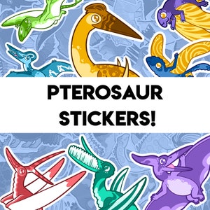 Pterosaurs! - 14 Paleontology stickers for water bottles, laptops, decoration - Quetzalcoatlus Pteranodon Anurognathus Dimorphodon and more!
