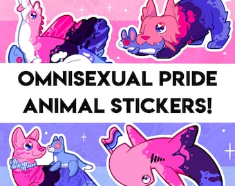 Omnisexual Pride Stickers! - Shark, Dog, Cat, Dinosaur Designs - Holographic Sticker for Water bottle, journal, decoration