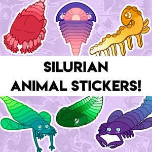 Silurian Paleontology Stickers - 14 Designs - Eurypterus Pterygotus Crinoid Horn Coral Trilobite Conodont Parioscorpio Birkenia & more!