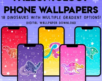 Dinosaur Phone Wallpapers – Paleontology Skeleton Pack (Digital Download)