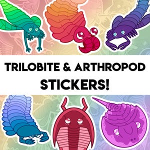Trilobiten und Gliederfüßer! - 40 Paläontologie Aufkleber - Isotelus Anomalocaris Meganeura Hufeisenkrebs Eurypterids & mehr!