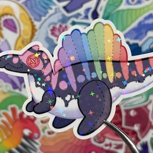 Plushie Paleontology Stickers! - 18 Designs - Allosaurus Stegosaurus Spinosaurus Dunkleosteus Mosasaurus Megalodon Triceratops & more! E Spinosaurus