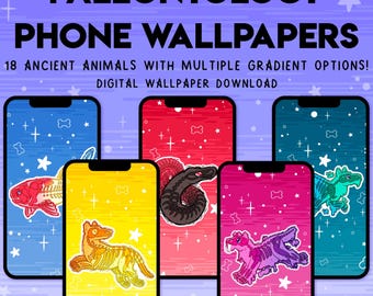 Ancient Animals Pack! Bare Bones Paleontology Phone Wallpapers - 18 design sets - Quetzalcoatlus Thylacine Dunkleosteus Titanoboa & more!