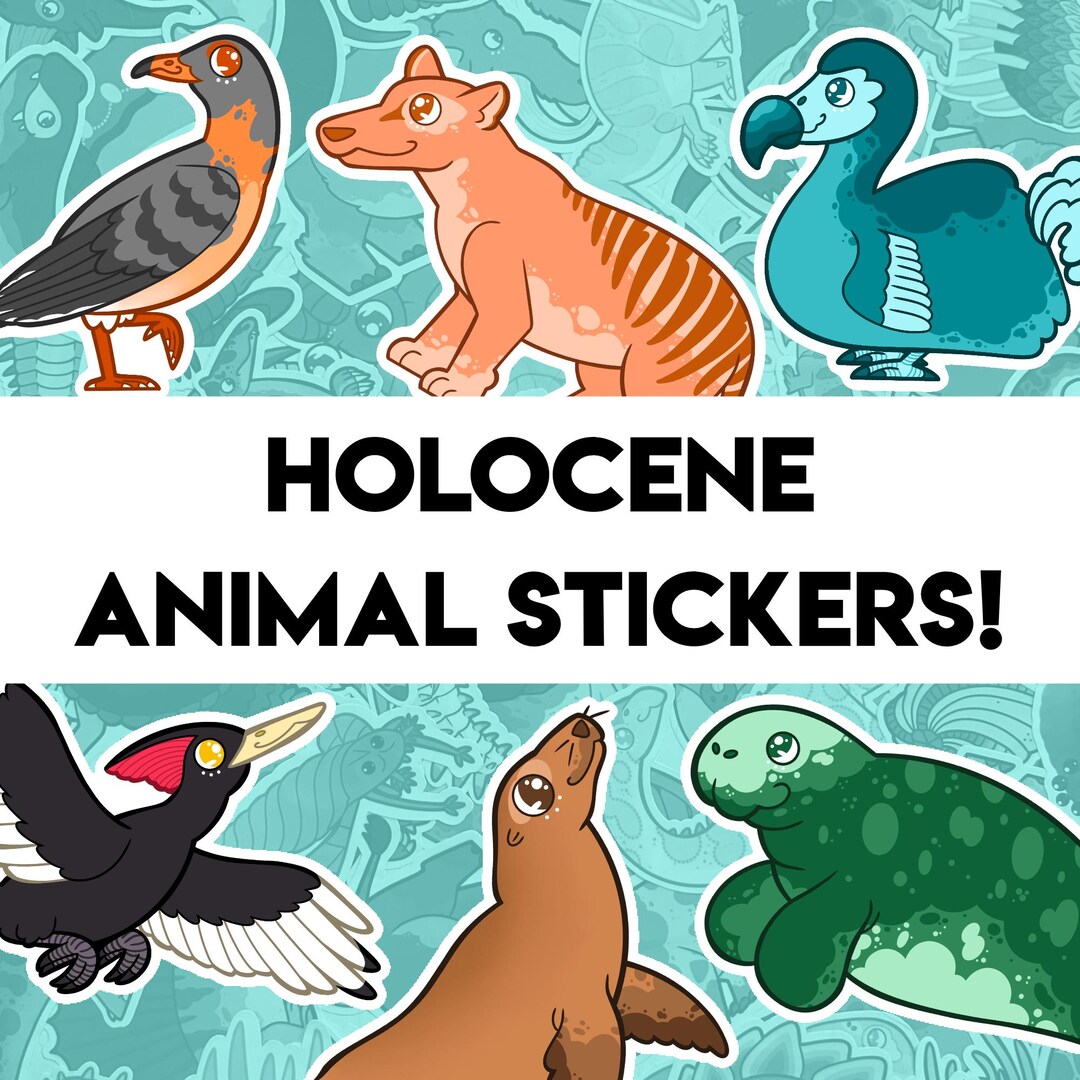 Holocene Paleontology Stickers 15 Designs Extinct Animal Designs 