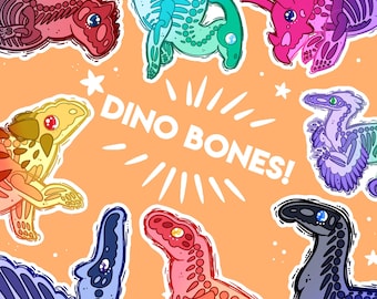 Bare Bones Dinosaur Fossil Stickers - 23 Designs - Stegosaurus Spinosaurus Therizinosaurus Ankylosaurus Allosaurus Triceratops & more!