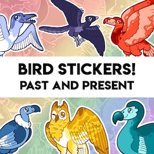 Aves, Passado e Presente - Paleontologia 21 Adesivos de Dinossauros Aviários - Archaeopteryx Dodô Argentavis Pelagornis Ave do Terror