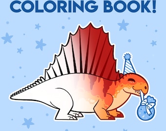 Livro de colorir Paleo Party! - 51 páginas de dinossauros e mais criaturas paleontológicas em PDF digital com download instantâneo de páginas educacionais