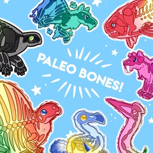 Bare Bones Non-Dinosaur Stickers - 22 Designs - Dire Wolf Dunkleosteus Titanoboa Mosasaurus Thylacine Quetzalcoatlus Smilodon Dodo and more!