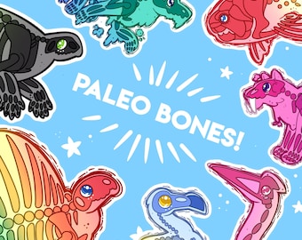 Bare Bones Non-Dinosaur Stickers - 21 Designs - Dire Wolf Dunkleosteus Titanoboa Mosasaurus Thylacine Quetzalcoatlus Smilodon Dodo and more!