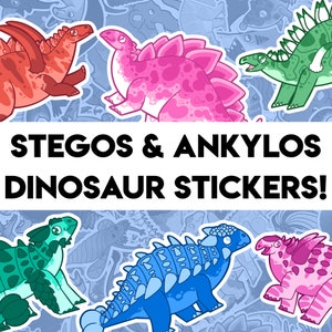 NEW!! Stegosaurs and Ankylosaurs! - 17 Dinosaur Paleontology Stickers - Stegosaurus Ankylosaurus Borealopelta Miragaia Minmi Zuul & more!