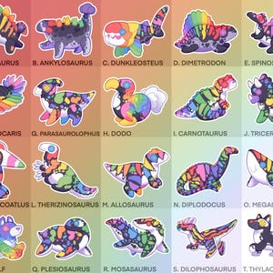 Plushie Paleontology Stickers! - 18 Designs - Allosaurus Stegosaurus Spinosaurus Dunkleosteus Mosasaurus Megalodon Triceratops & more! image 2